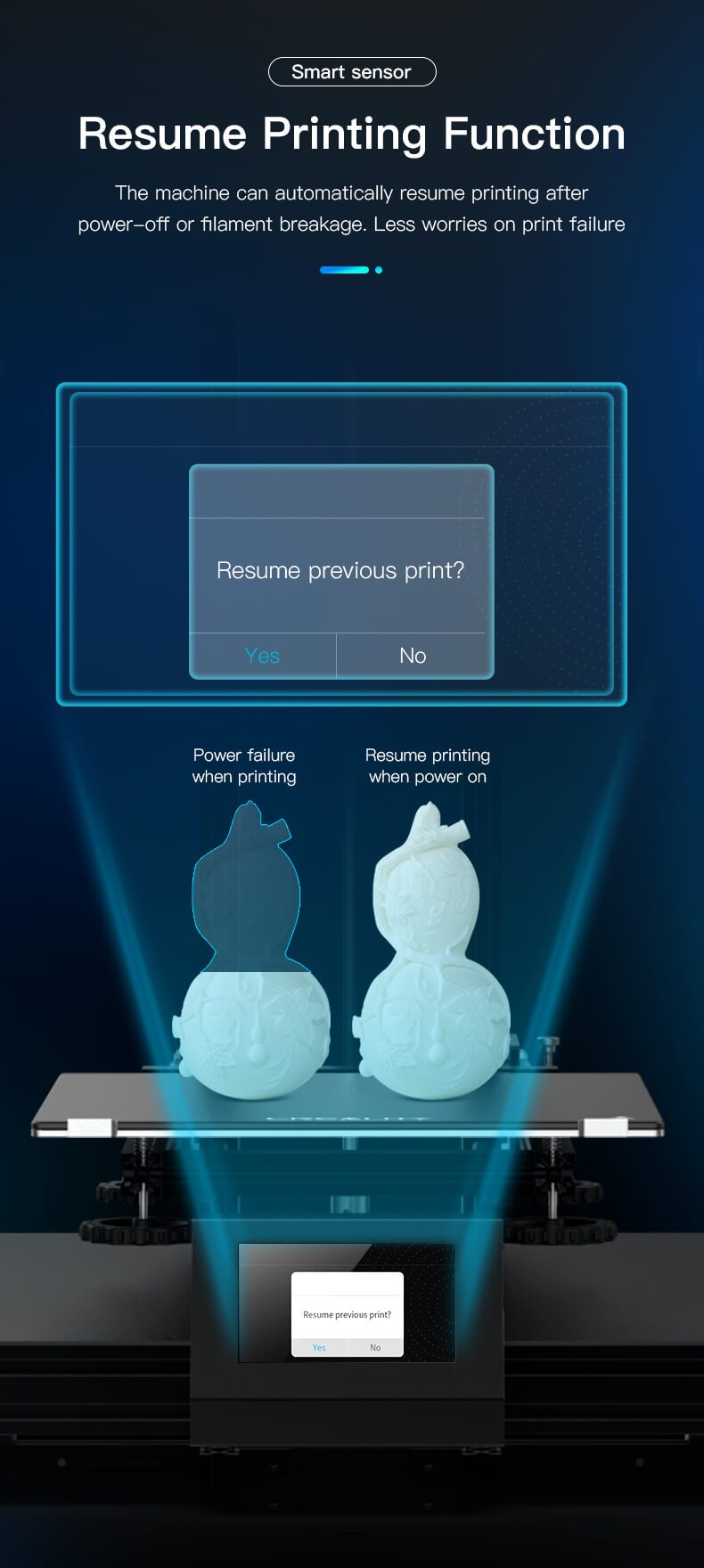 Creality Ender-6 3D printer genstart efter strømsvigt